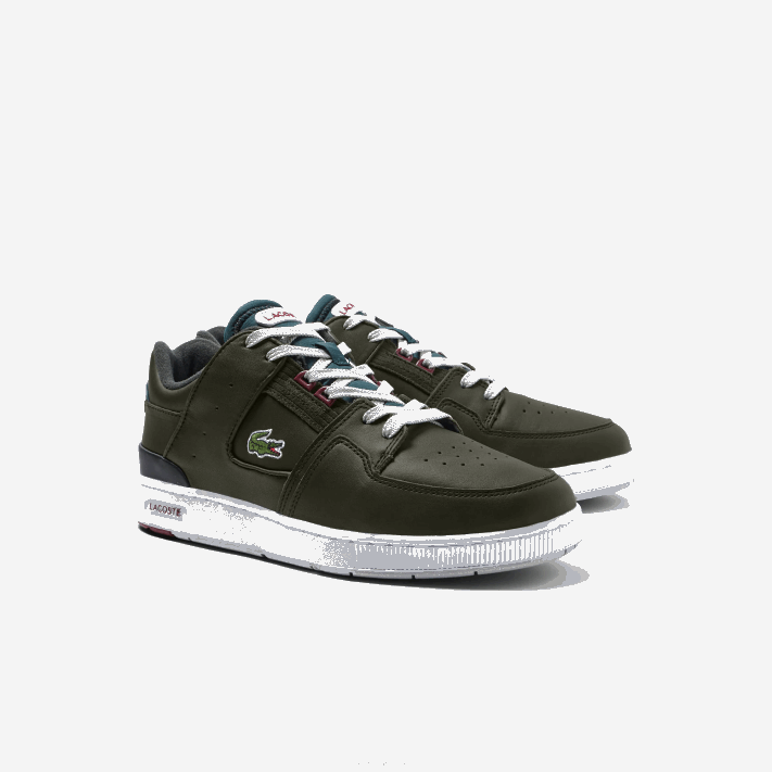 Lacoste tênis de contraste de cor de couro de gaiola de tribunal homens cáqui e branco 255 88BL1705 - Image 2