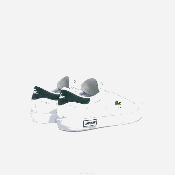 Lacoste tênis de couro powercourt homens branco e verde escuro 1r5 88BL1806 - Image 3