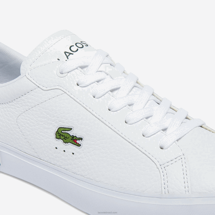 Lacoste tênis de couro powercourt homens branco e verde escuro 1r5 88BL1806 - Image 6