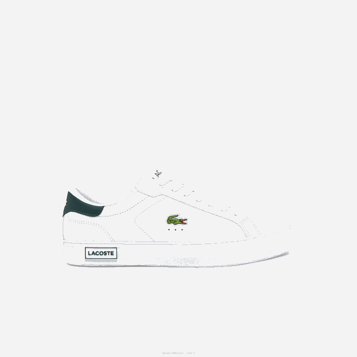 Lacoste tênis de couro powercourt homens branco e verde escuro 1r5 88BL1806 - Image 1