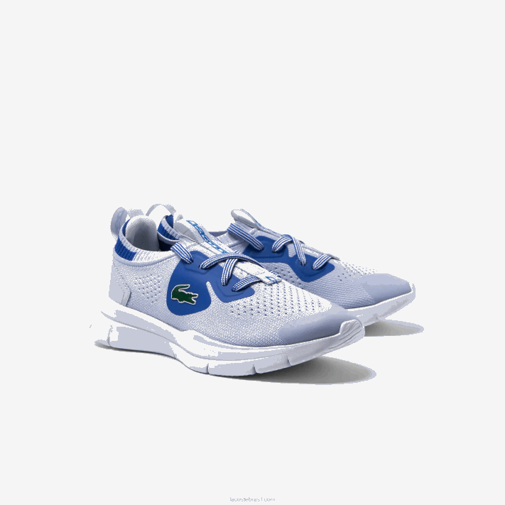 Lacoste tênis de tecido de malha run spin crianças azul claro 52c 88BL3069 - Image 2