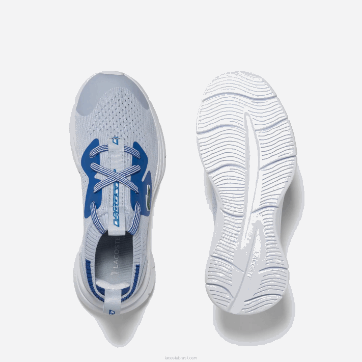 Lacoste tênis de tecido de malha run spin crianças azul claro 52c 88BL3069 - Image 4