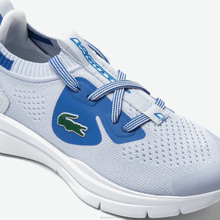 Lacoste tênis de tecido de malha run spin crianças azul claro 52c 88BL3069 - Image 6