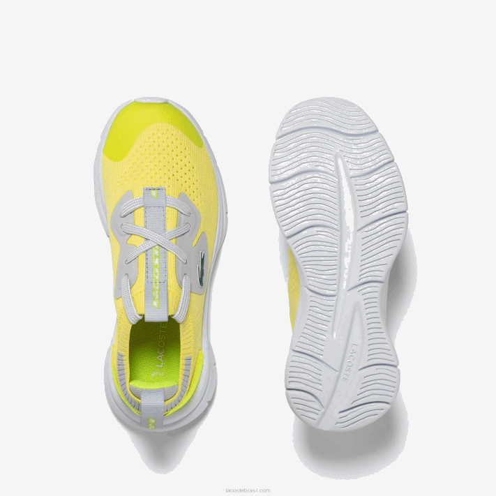 Lacoste tênis de tecido de malha run spin crianças ylw/lt gry 382 88BL3068 - Image 2