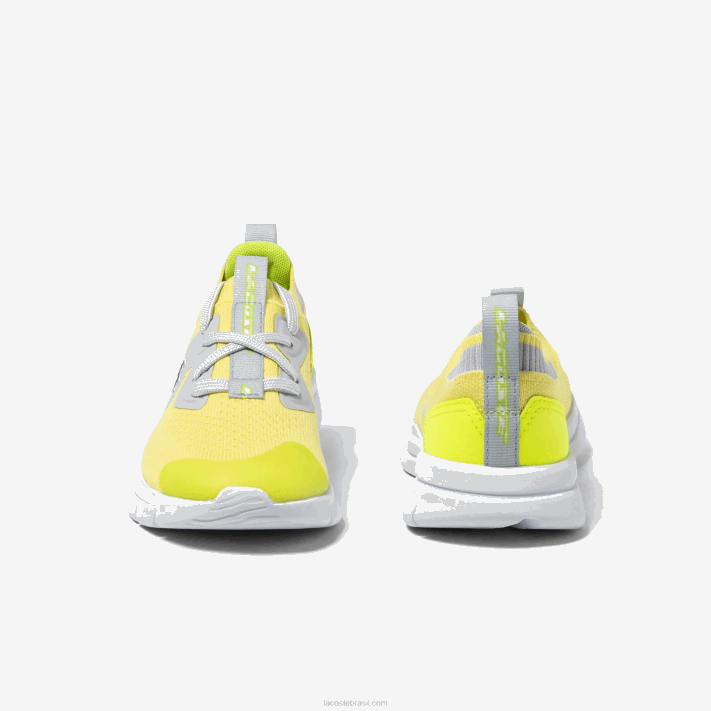 Lacoste tênis de tecido de malha run spin crianças ylw/lt gry 382 88BL3068 - Image 3