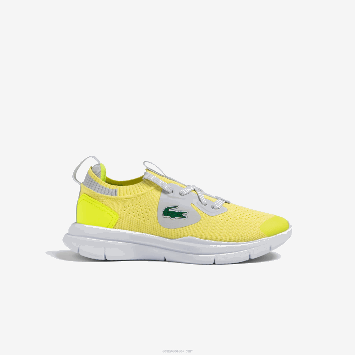 Lacoste tênis de tecido de malha run spin crianças ylw/lt gry 382 88BL3068 - Image 1