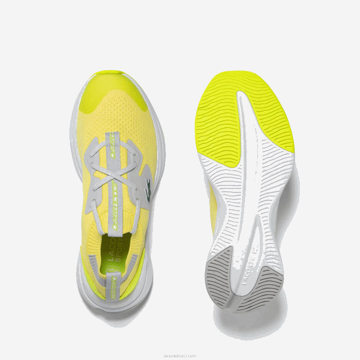 Lacoste tênis de tecido de malha run spin juniores ylw/lt gry 382 88BL3313 - Image 3