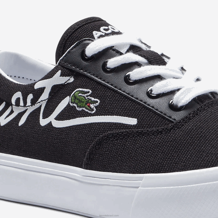 Lacoste tênis de tecido de renda jump serve crianças preto e branco 312 88BL3305 - Image 6