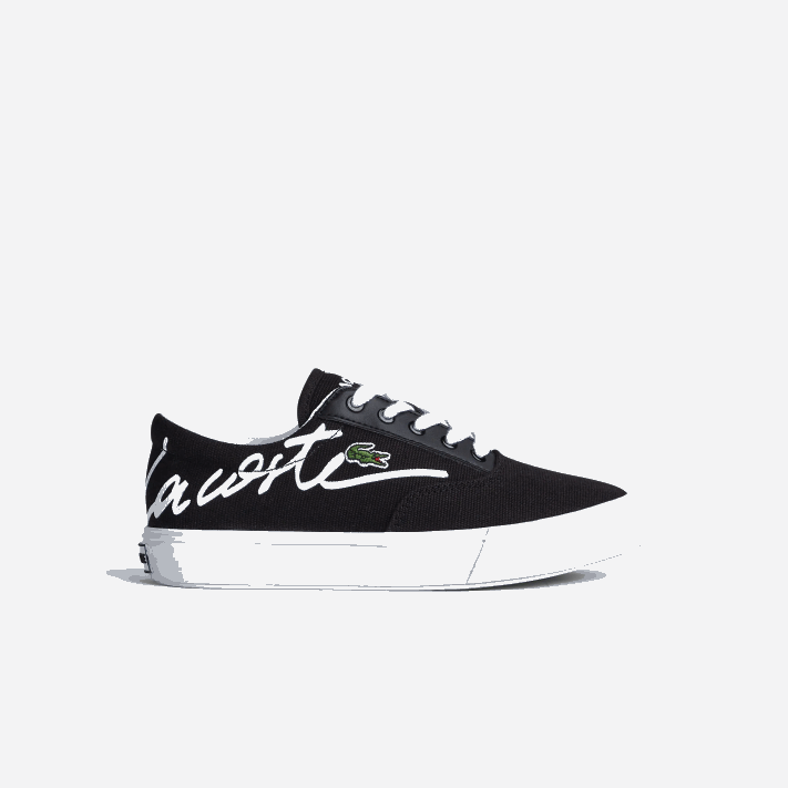 Lacoste tênis de tecido de renda jump serve crianças preto e branco 312 88BL3305 - Image 1