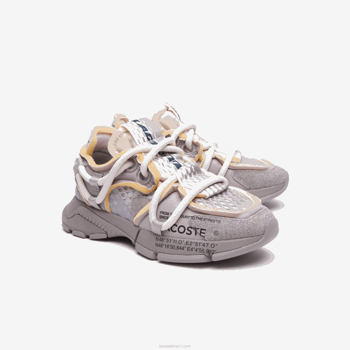 Lacoste tênis l003 active para passarela têxtil homens cinza branco 1e7 88BL1732 - Image 2