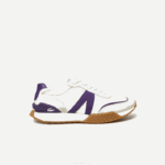 Lacoste tênis l-spin deluxe em couro contrastante homens off white & roxo aja 88BL1789