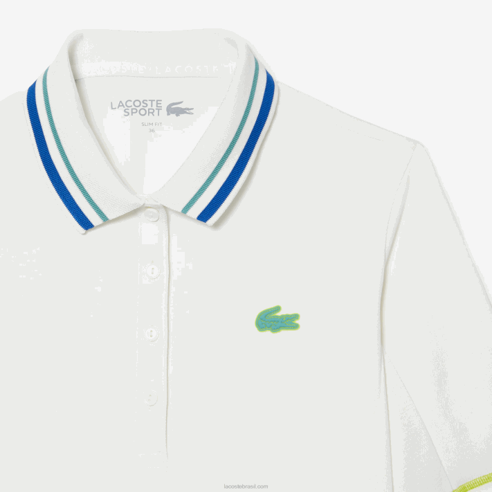 Lacoste tênis polo ultra-dry em piquê mulheres branco 70v 88BL2366 - Image 5