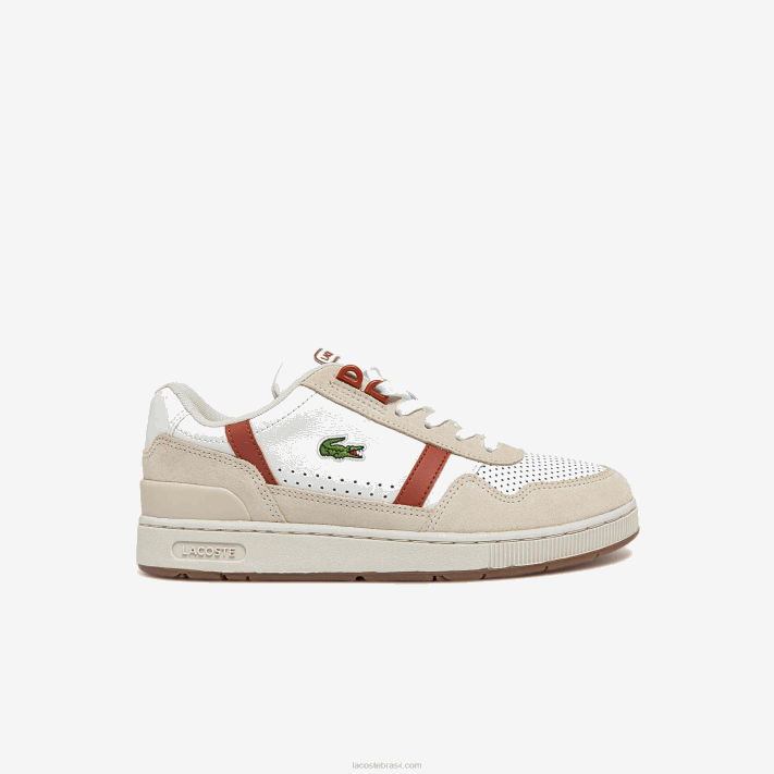 Lacoste tênis roland garros com clipe em t mulheres branco e marrom 385 88BL2746 - Image 1