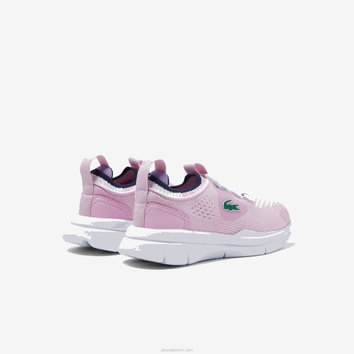 Lacoste tênis run spin knit com contraste de cor têxtil bebês rosa e branco f50 88BL2982 - Image 3