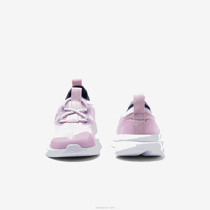 Lacoste tênis run spin knit com contraste de cor têxtil bebês rosa e branco f50 88BL2982 - Image 5