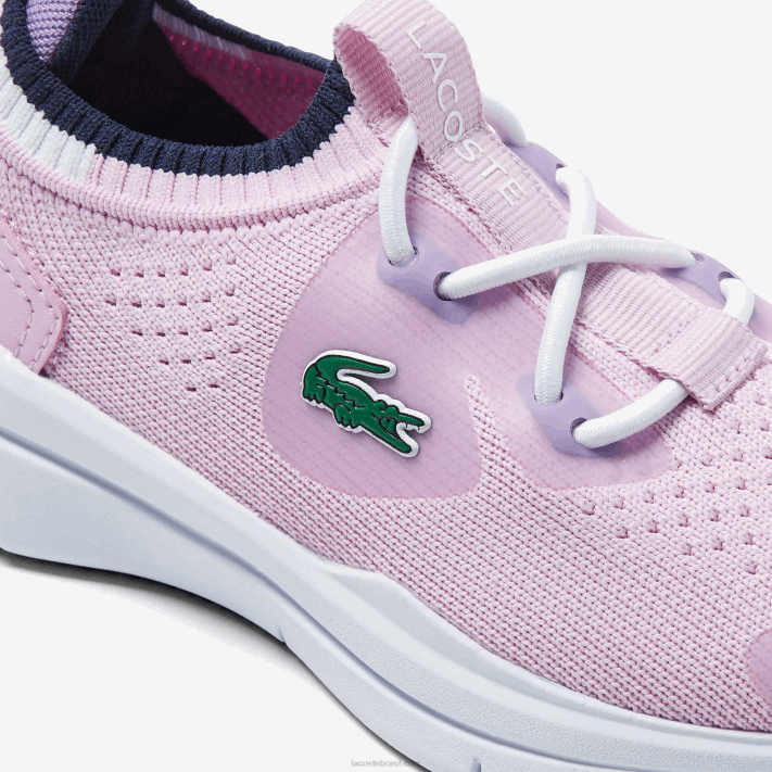Lacoste tênis run spin knit com contraste de cor têxtil bebês rosa e branco f50 88BL2982 - Image 6