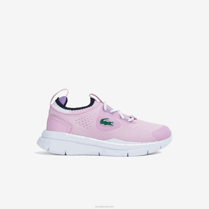 Lacoste tênis run spin knit com contraste de cor têxtil bebês rosa e branco f50 88BL2982 - Image 1