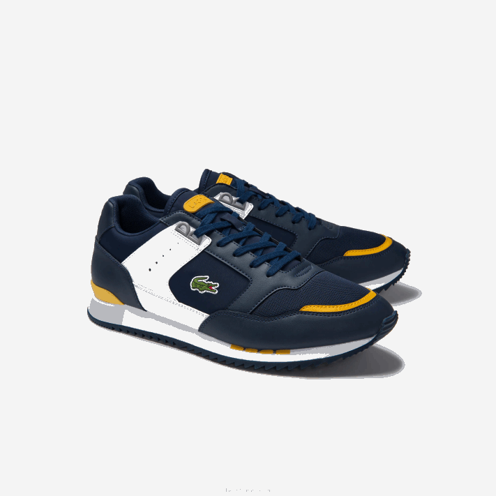 Lacoste tênis sintético e têxtil partner pista homens amarelo marinho 2m3 88BL1721 - Image 2
