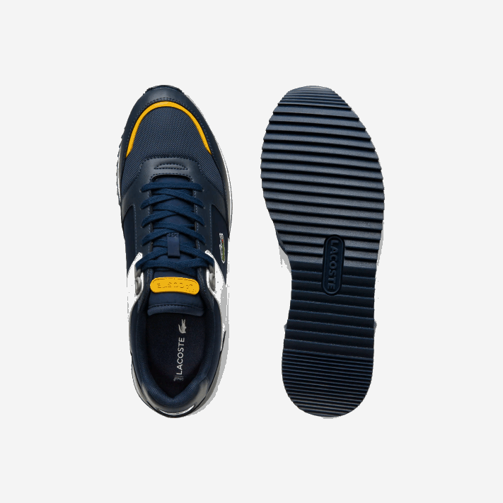 Lacoste tênis sintético e têxtil partner pista homens amarelo marinho 2m3 88BL1721 - Image 4
