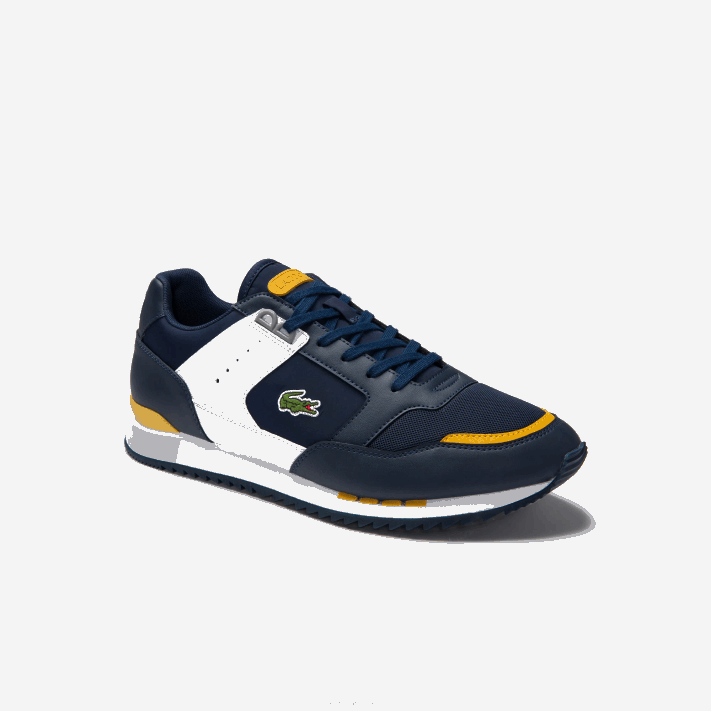 Lacoste tênis sintético e têxtil partner pista homens amarelo marinho 2m3 88BL1721 - Image 1