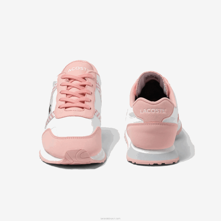 Lacoste tênis sintético parceiro juniores branco e rosa b53 88BL3311 - Image 5