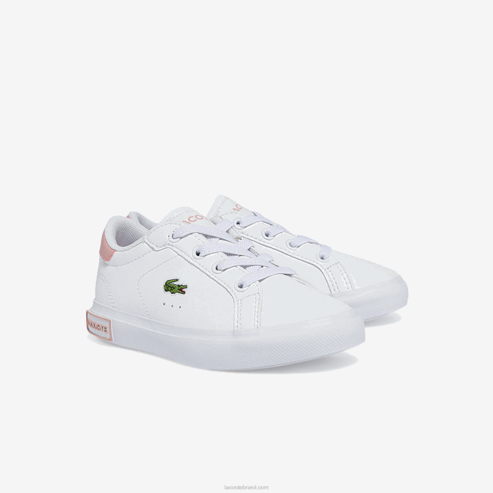 Lacoste tênis sintético powercourt bebês branco e rosa claro 1a9 88BL2936 - Image 2
