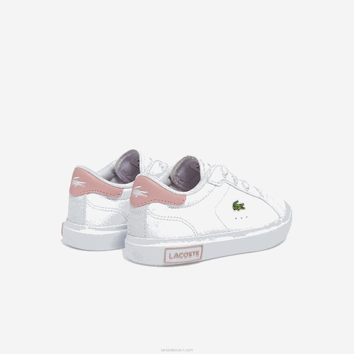 Lacoste tênis sintético powercourt bebês branco e rosa claro 1a9 88BL2936 - Image 3