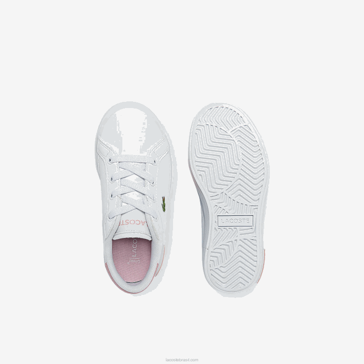 Lacoste tênis sintético powercourt bebês branco e rosa claro 1a9 88BL2936 - Image 4