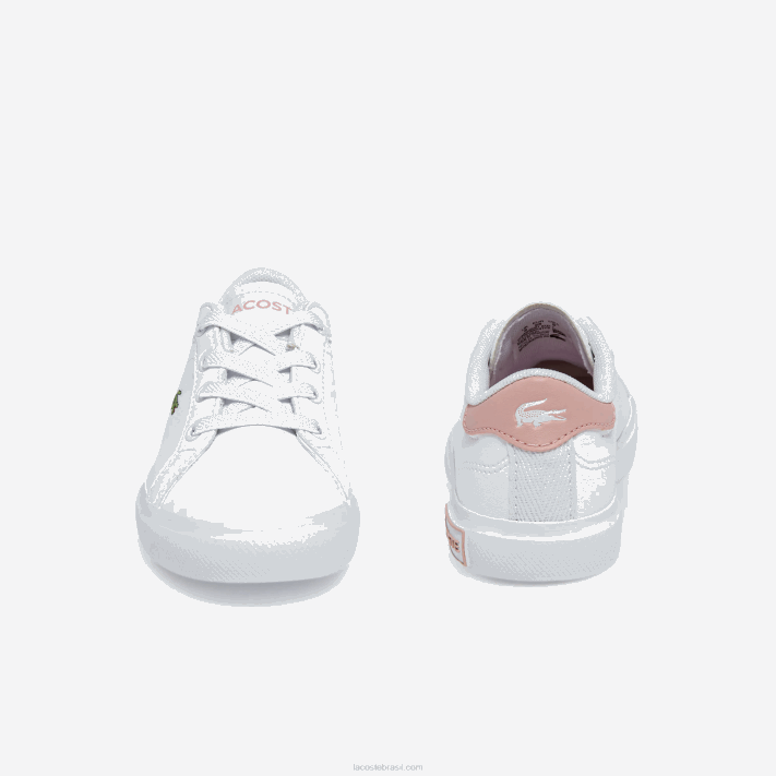 Lacoste tênis sintético powercourt bebês branco e rosa claro 1a9 88BL2936 - Image 5