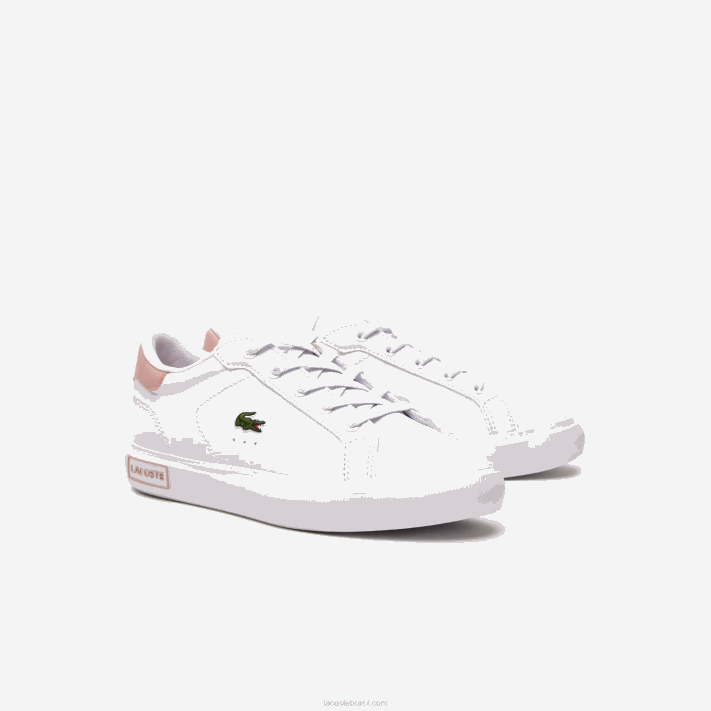 Lacoste tênis sintético powercourt crianças branco e rosa claro 1a9 88BL3066 - Image 2