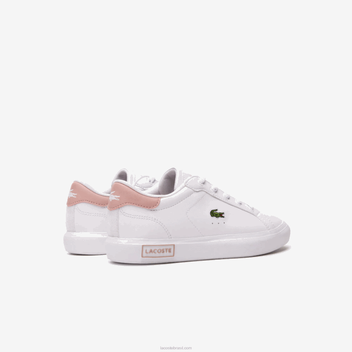 Lacoste tênis sintético powercourt crianças branco e rosa claro 1a9 88BL3066 - Image 3