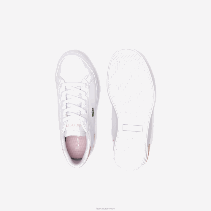 Lacoste tênis sintético powercourt crianças branco e rosa claro 1a9 88BL3066 - Image 4