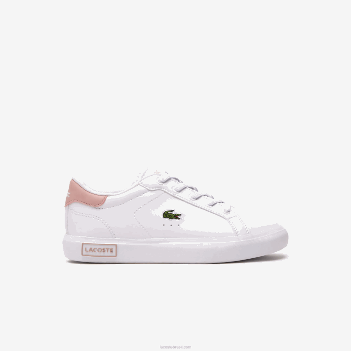 Lacoste tênis sintético powercourt crianças branco e rosa claro 1a9 88BL3066 - Image 1