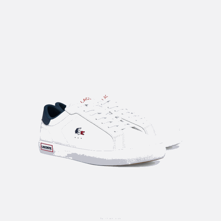 Lacoste tênis tricolor de couro powercourt homens branco/marinho e vermelho 407 88BL1858 - Image 2