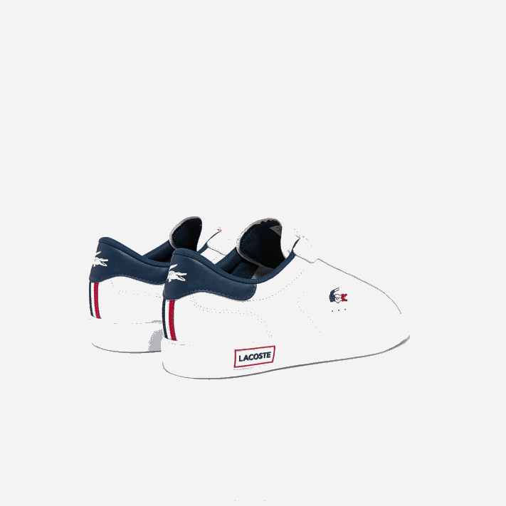 Lacoste tênis tricolor de couro powercourt homens branco/marinho e vermelho 407 88BL1858 - Image 3