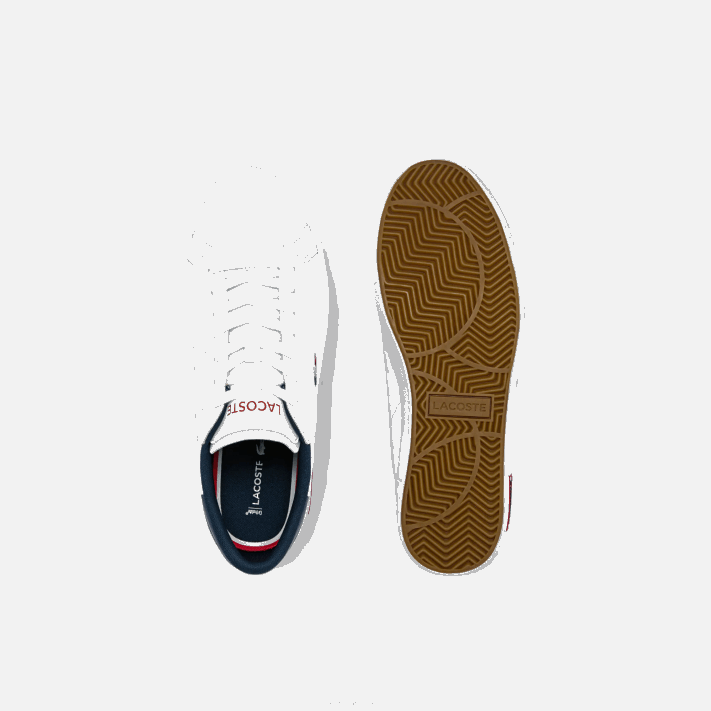Lacoste tênis tricolor de couro powercourt homens branco/marinho e vermelho 407 88BL1858 - Image 4