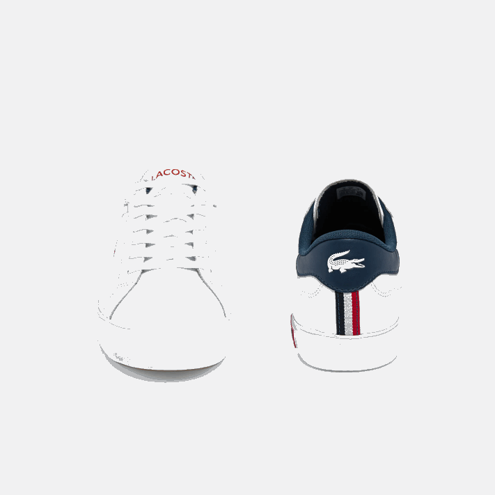 Lacoste tênis tricolor de couro powercourt homens branco/marinho e vermelho 407 88BL1858 - Image 5