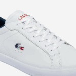 Lacoste tênis tricolor de couro powercourt homens branco/marinho e vermelho 407 88BL1858 - Image 6