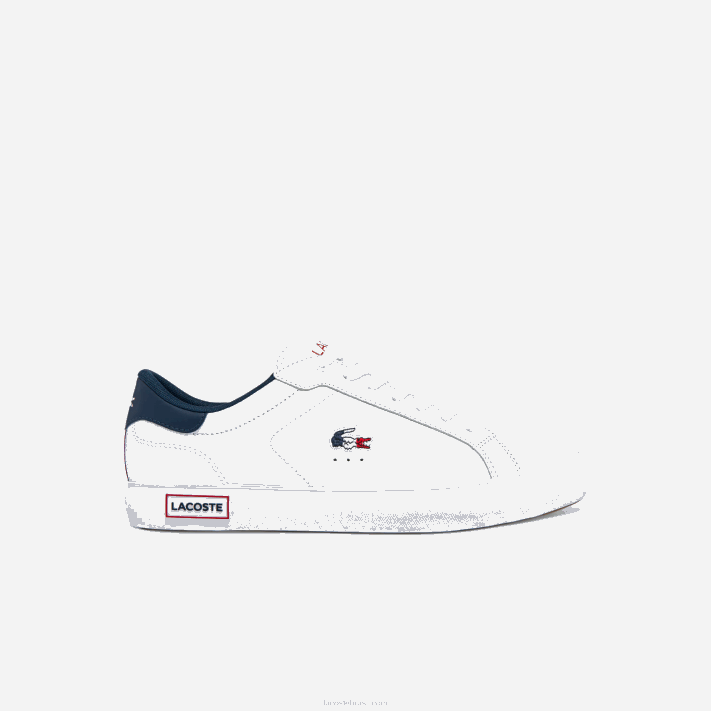 Lacoste tênis tricolor de couro powercourt homens branco/marinho e vermelho 407 88BL1858 - Image 1