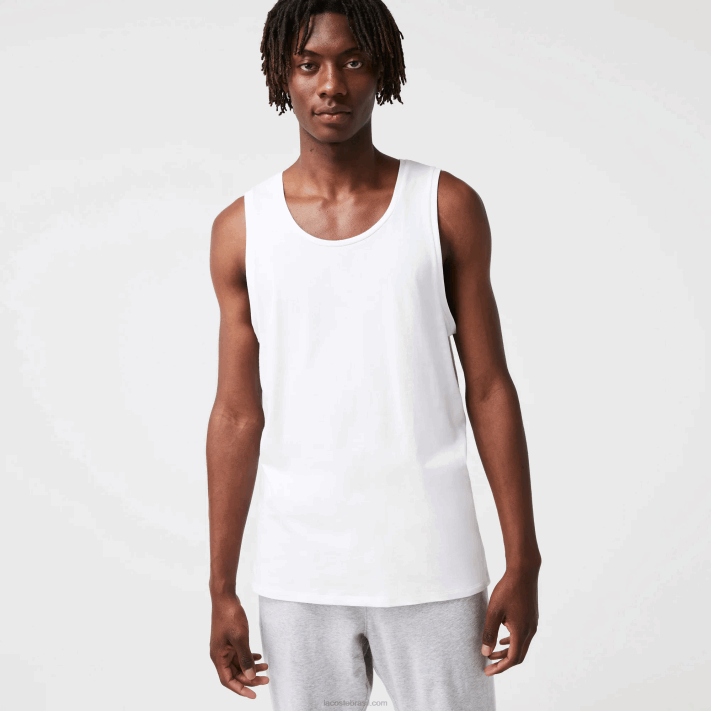 Lacoste top de algodão pacote com 3 homens branco 001 88BL1360 - Image 1