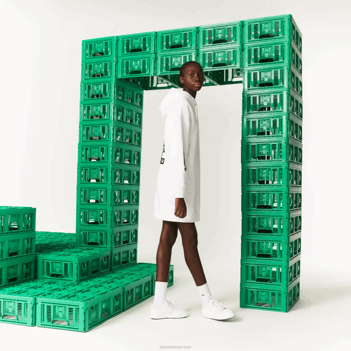 Lacoste vestido com capuz de lã orgânica live x minecraft mulheres branco 001 88BL2521 - Image 2