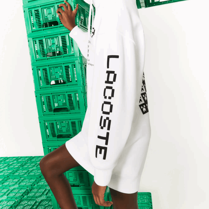 Lacoste vestido com capuz de lã orgânica live x minecraft mulheres branco 001 88BL2521 - Image 3