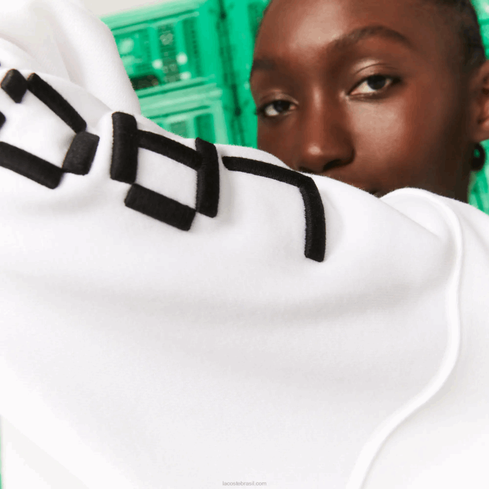 Lacoste vestido com capuz de lã orgânica live x minecraft mulheres branco 001 88BL2521 - Image 8
