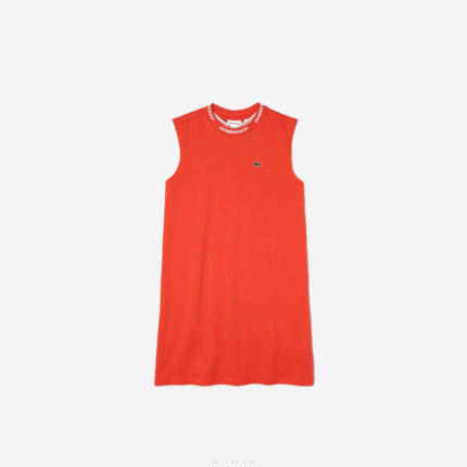 Lacoste vestido de camisa de algodão com gola redonda e logotipo garotas laranja 02k 88BL3085