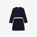 Lacoste vestido de jérsei de algodão com cintura contrastante garotas azul marinho 166 88BL3270 - Image 6