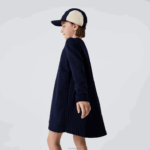 Lacoste vestido de lã de algodão plissado nas costas garotas azul marinho 166 88BL3287 - Image 2