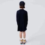 Lacoste vestido de lã de algodão plissado nas costas garotas azul marinho 166 88BL3287 - Image 3