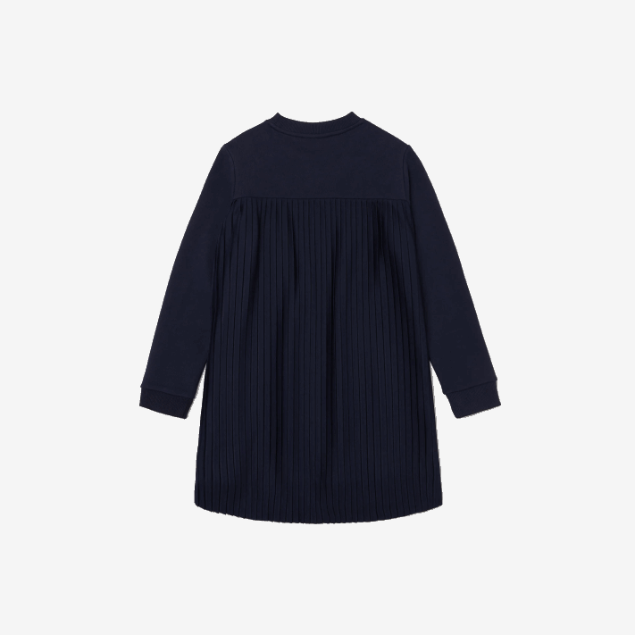 Lacoste vestido de lã de algodão plissado nas costas garotas azul marinho 166 88BL3287 - Image 6