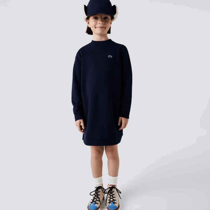Lacoste vestido de lã de algodão plissado nas costas garotas azul marinho 166 88BL3287 - Image 1