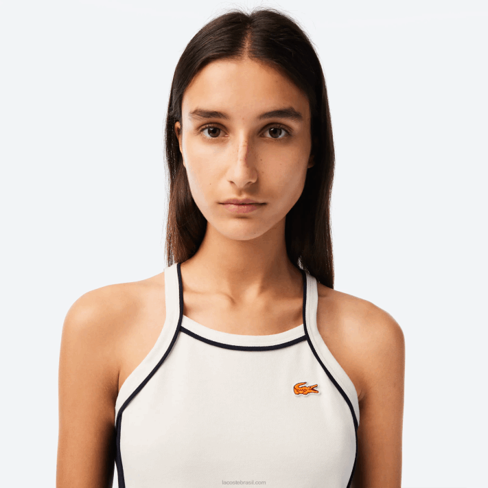 Lacoste vestido de tênis francês de algodão orgânico mulheres branco 70v 88BL2380 - Image 2